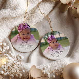 Baby’s First Christmas Personalised 2 Photo Ceramic Ornament