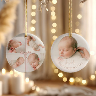 Baby’s First Christmas Personalised 5 Photo Bow Ceramic Ornament