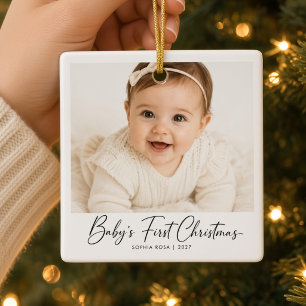 Baby’s First Christmas Personalised Photo Name Ceramic Ornament