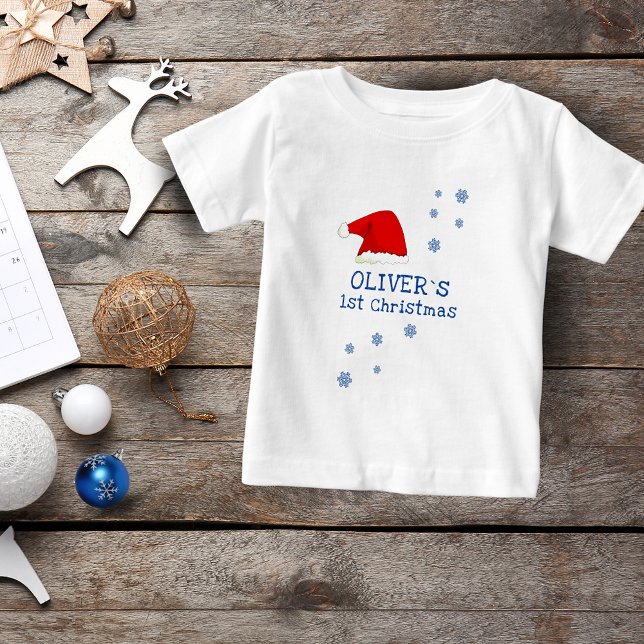 Baby`s First Christmas Santa Hat Snowflake  Baby T-Shirt (Creator Uploaded)