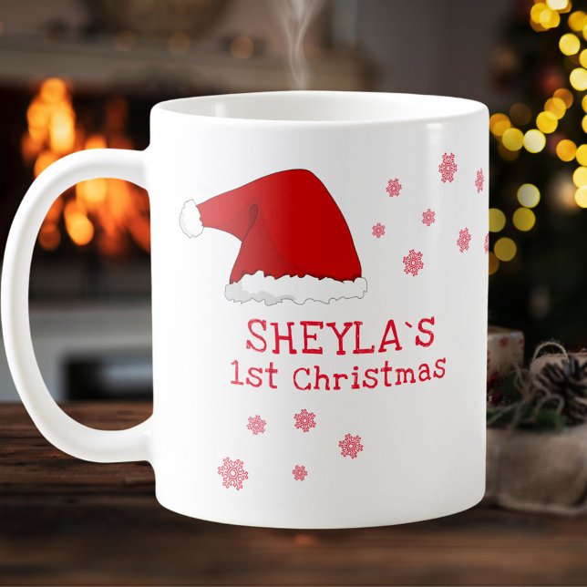 Baby`s First Christmas Santa Hat Snowflake Coffee Mug (Creator Uploaded)