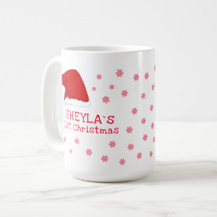 Baby`s First Christmas Santa Hat Snowflake Coffee Mug