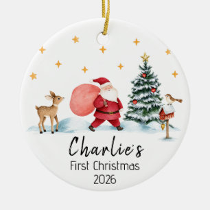 Baby’s First Christmas Santa Name & Year Ceramic Ornament