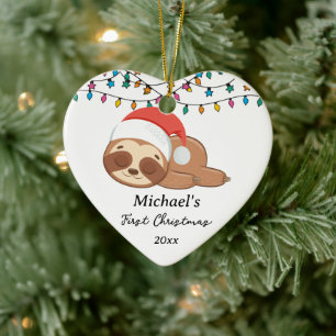 Baby’s First Christmas Sloth Custom Name Ceramic Ornament
