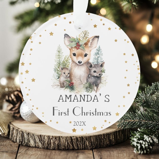 Baby’s First Christmas Woodland Animals Acrylic Ornament (Creator Uploaded)