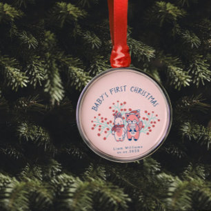 Baby’s First Christmas Woodland Friends Metal Ornament