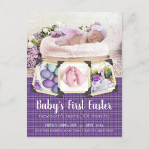 Baby’s First Easter Instagram Photos Purple Plaid Holiday Postcard