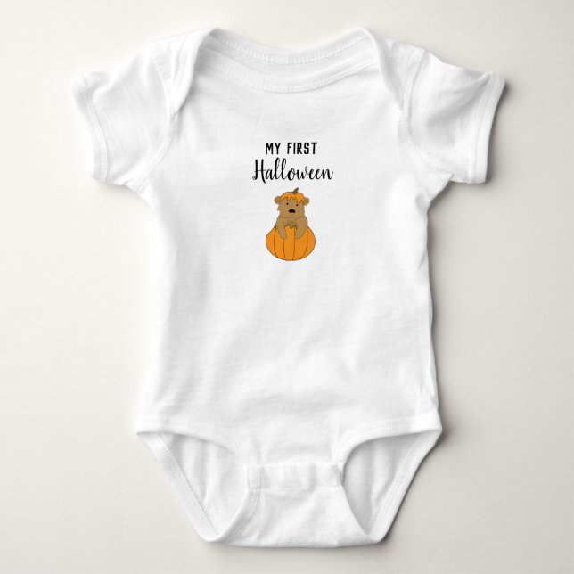 Baby’s First Halloween Bear Pumpkin Baby Bodysuit (Front)