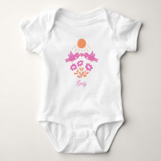 Baby’s First Spring Bodysuit – Pink Birds Daisy
