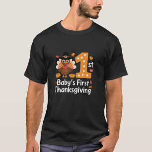 Baby s First Thanksgiving 1st Cute Turkey Fun Fall T-Shirt