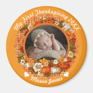 Baby’s First Thanksgiving Fall Floral Photo Magnet