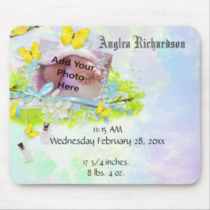 Baby’s Yellow Bird and Butterfly Photo Frame Mouse Pad