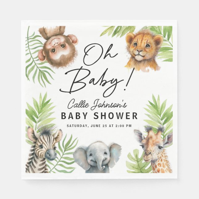 Baby Safari Animal Party Decorations Napkin (Front)