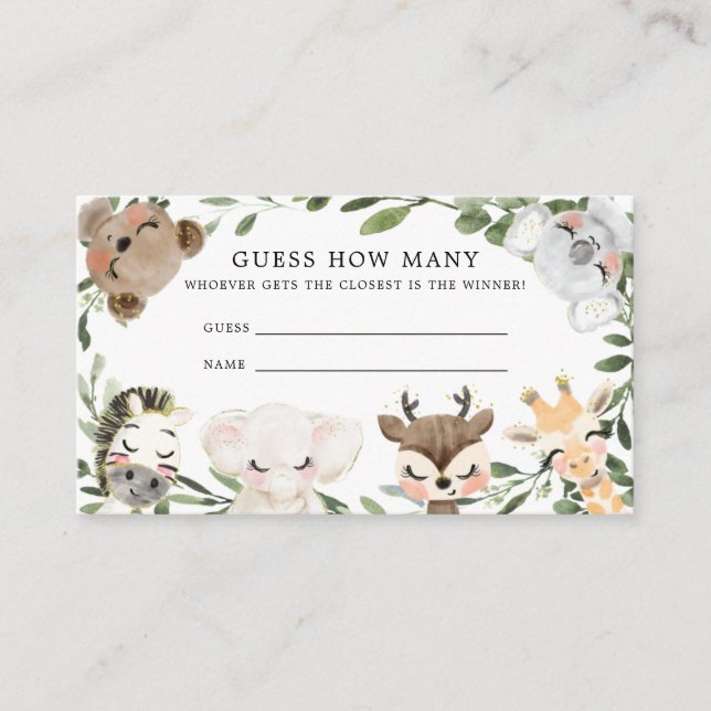 Baby Safari Guess How Many Card (Front)