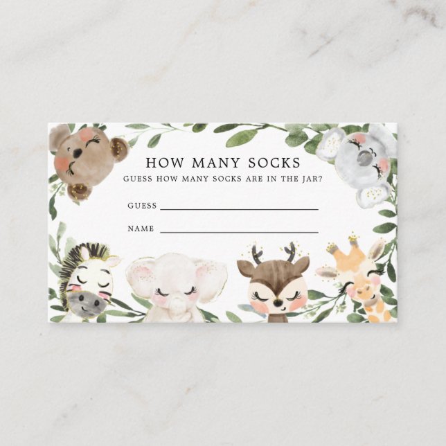 Baby Safari Guess How Many Socks Card (Front)