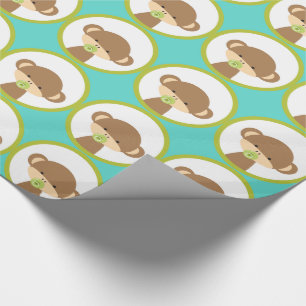 Baby Safari Monkey with Pacifier Pattern Wrapping Paper