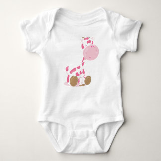 Baby Safari Pink Sleepy Giraffe Nursery Art Gift Baby Bodysuit
