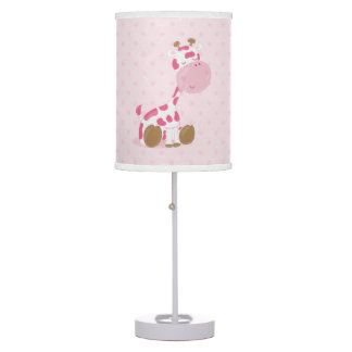 Baby Safari Pink Sleepy Giraffe Nursery Art Gift Table Lamp