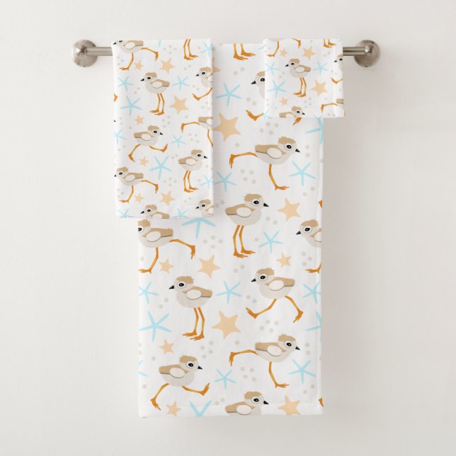 Baby Sandpipers Piping Plover Beach House Bath Tow Towel Set (Insitu)