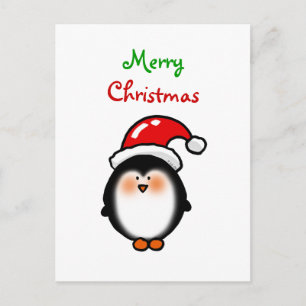 Baby Santa penguin Holiday Postcard