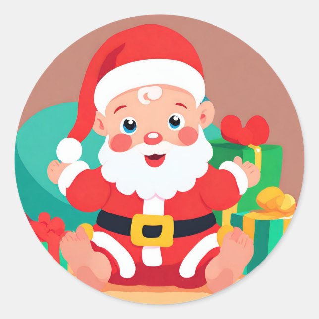 Baby Santa Playful illustration Sticker (Front)