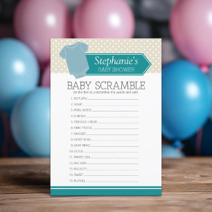 Baby Scramble Shower Game - Blue Boy Polka Dots