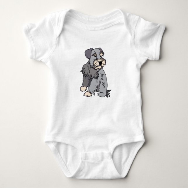 Baby Scrappy Miniature Schnauzer Baby Bodysuit (Front)