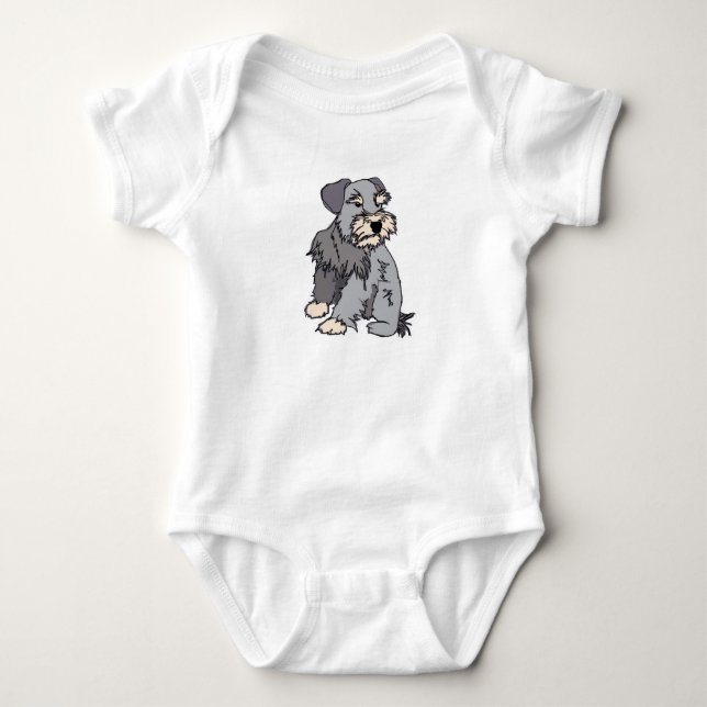 Baby Scrappy Miniature Schnauzer Bodysuit (Front)