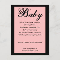 Baby Script Baby Shower Invitation Pink