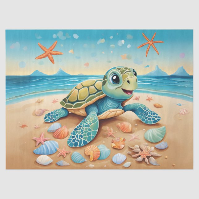 Baby Sea Turtle Adventure Tissue Paper (Front)