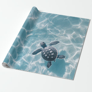 Baby Sea Turtle in Clear Water Decoupage Wrapping Paper