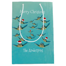Baby Sea Turtle in Santa Hats Wrapping Paper