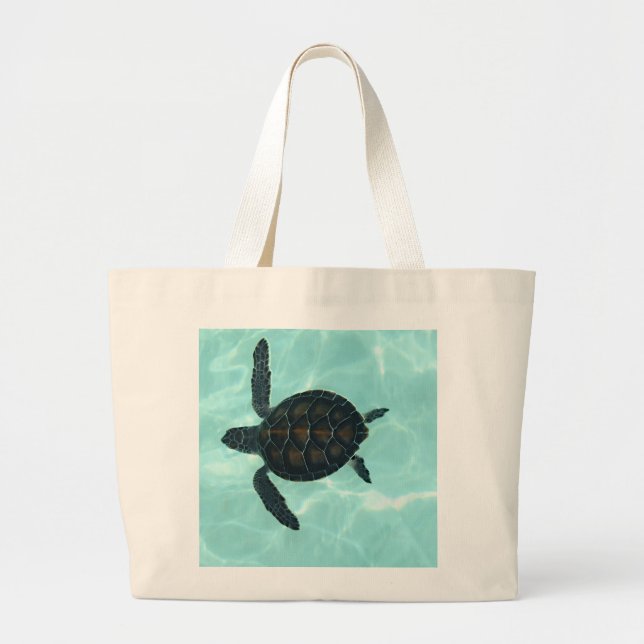 Baby Sea Turtle Large Tote Bag (Front)