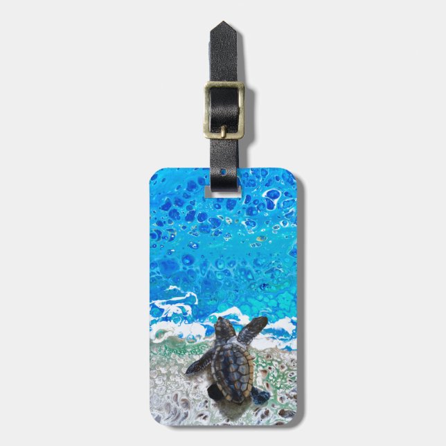 Baby sea turtle luggage tag (Front Vertical)