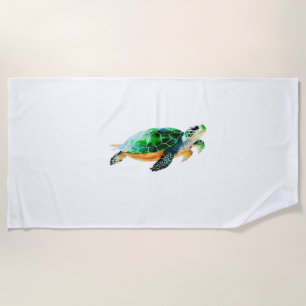 Baby Sea Turtle Moving Towards the Sea Beach Towel