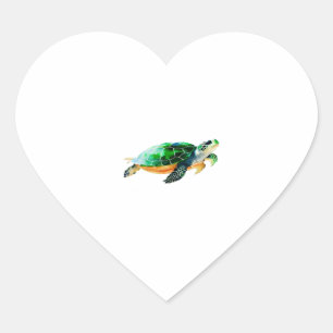 Baby Sea Turtle Moving Towards the Sea Heart Sticker