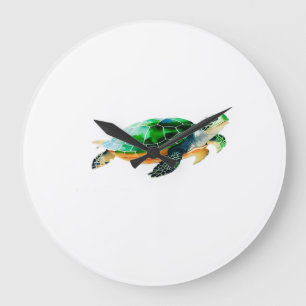 Baby Sea Turtle Moving Towards the Sea Large Clock