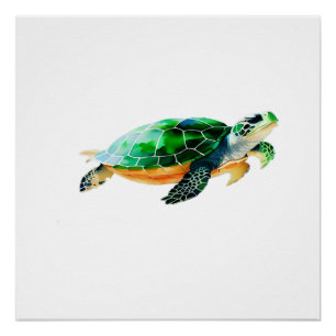 Baby Sea Turtle Moving Towards the Sea Poster