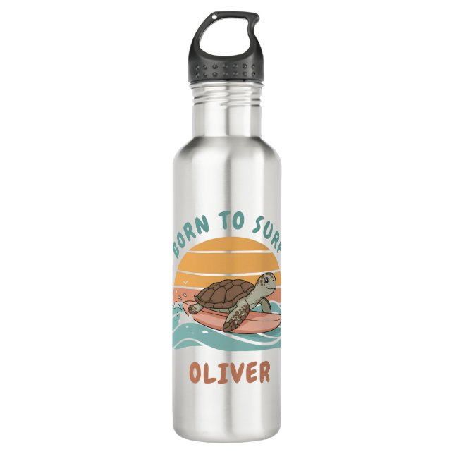 Baby Sea Turtle Retro Surf Vibes - Born to Surf 710 Ml Water Bottle (Front)