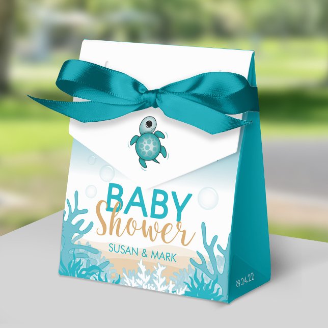 Baby Sea Turtle Theme Baby Shower Favour Box (Blue Ribbon is not included)