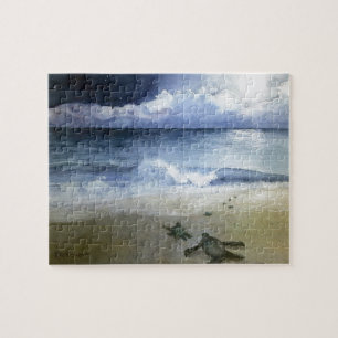 Baby Sea Turtles Hatching at Night Jigsaw Puzzle