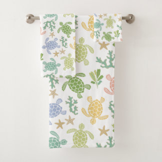 Baby Sea Turtles Pink Bath Towel Set