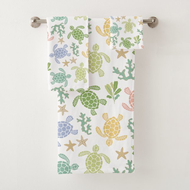 Baby Sea Turtles Pink Bath Towel Set (Insitu)