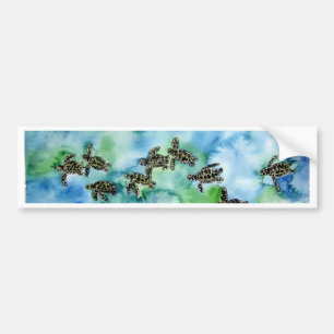 baby sea turtles reptile animal wildlife painting bumper sticker