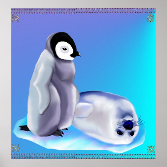 Baby Seal and Baby Penquin Poster (Front)