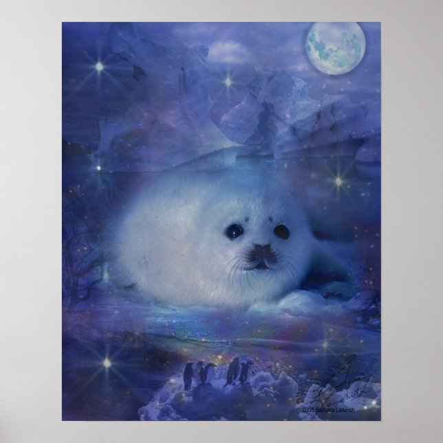 Baby Seal on Ice - Beautiful Seascape Poster (Front)