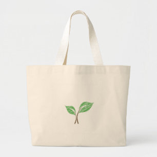 Baby seedling sketched large tote bag