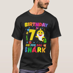 Baby Shark 7Th Birthday Boy Girl Seven 7 Year Old T-Shirt