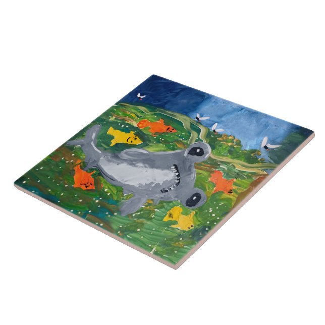 Baby Shark "Art by Kids" Ceramic Tile (Side)