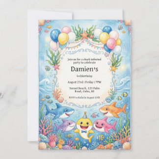 baby shark birthday invitation